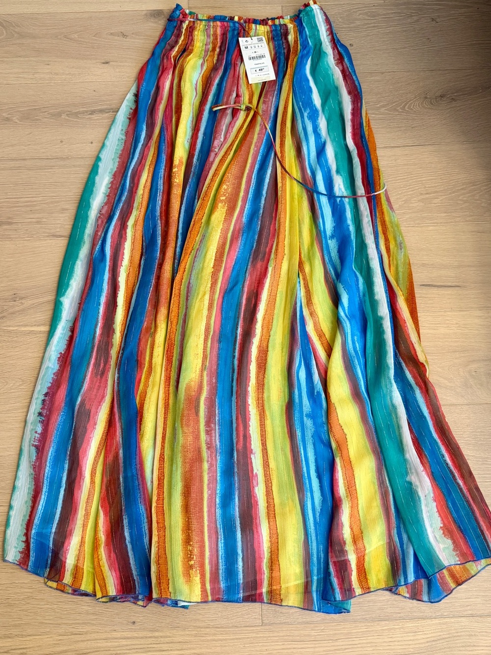 Zara Rainbow Striped Maxi Skirt - Bright Multicolor